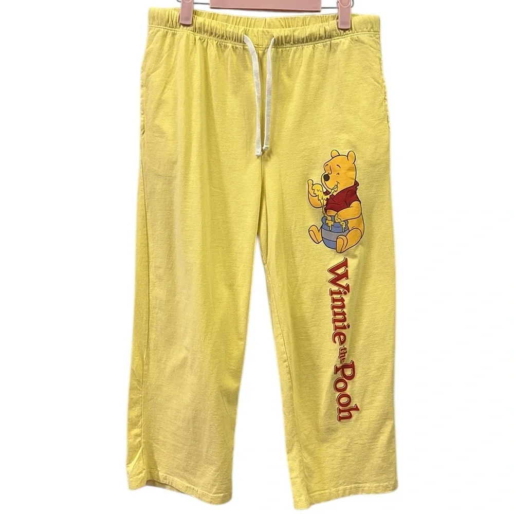 Disney Winnie The Pooh Cropped Pajama Pants Loungewear Yellow Large - Picture 10 of 15